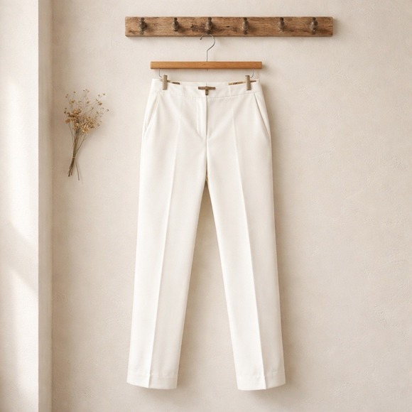 Banana Republic Pants - Banana Republic Ryan Straight Leg Pants Women 2 White NEW Mid Rise Slim Fit